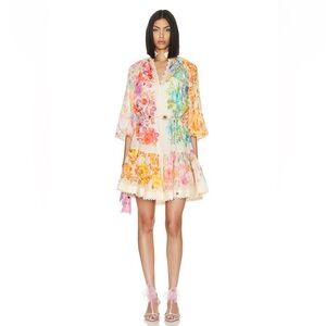 Zimmermann Multicolor Floral Mini Dress in Cream Base